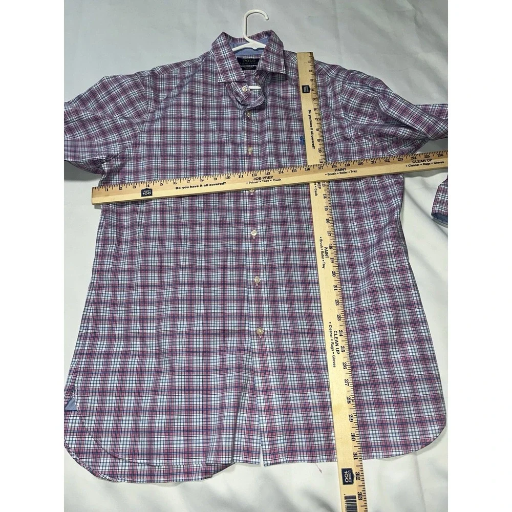 Polo Ralph Lauren Men's Large Pink Purple Plaid Button Up Long Sleeve Color Pony